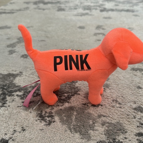 Victoria Secret Pink velvet orange plush dog - Picture 2 of 4